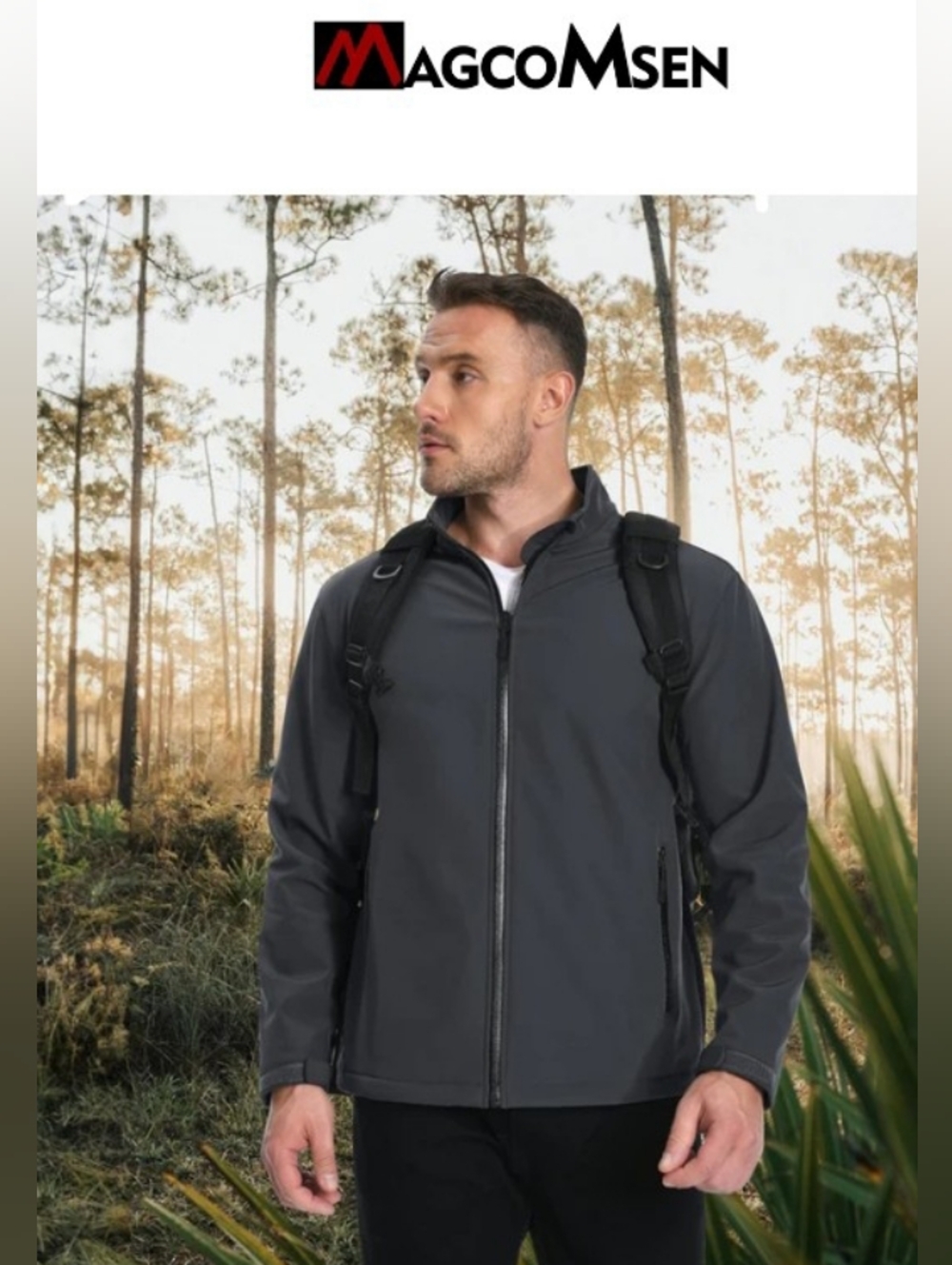 MagcoMsen Men's Fleece-Lined Softshell Waterproof & Windproof Jacket Sz Med NWT